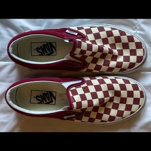 Maroon checkered Vans
